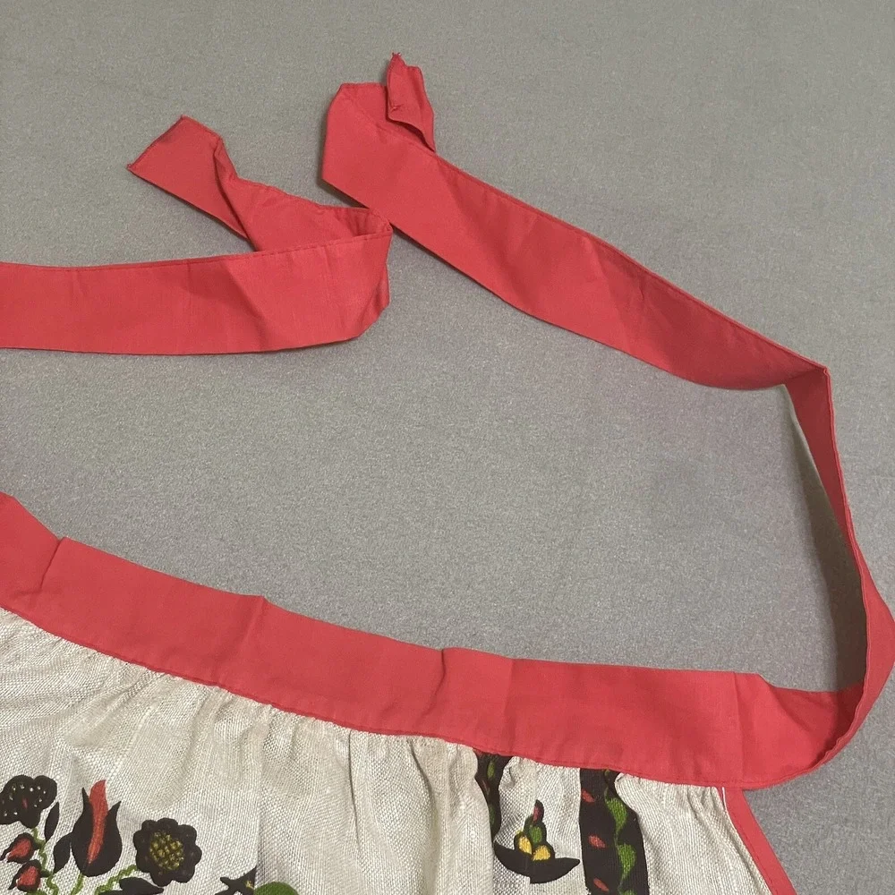 Vintage Apron Linen‎ Pennsylvania Dutch Folk Ceramics Kitchy Linen Cottagecore